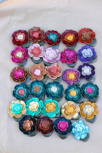 Leather Flower Hair/Hat Clips